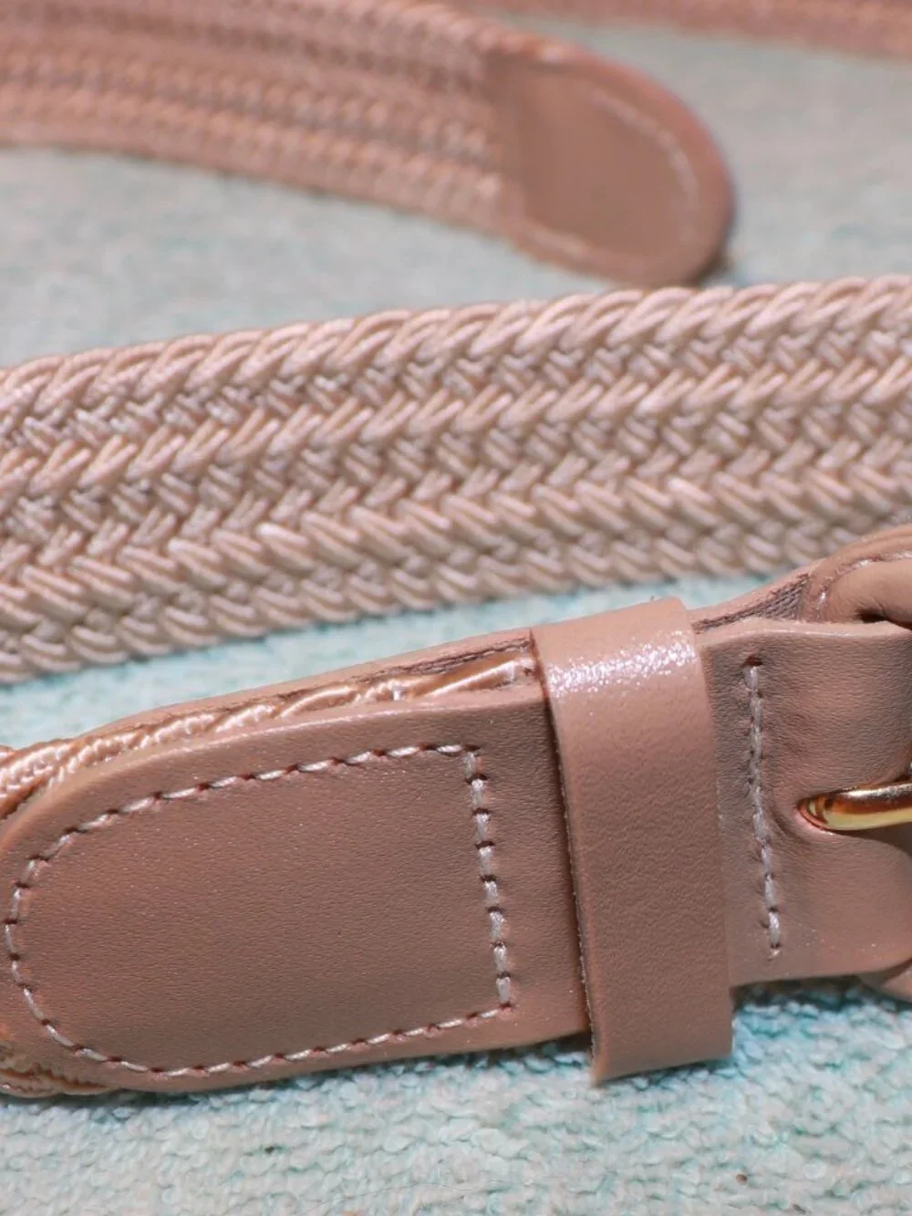 NWOT Men Beige Woven Bonded Leather Belt  Size XL  42-44 Woven Casual